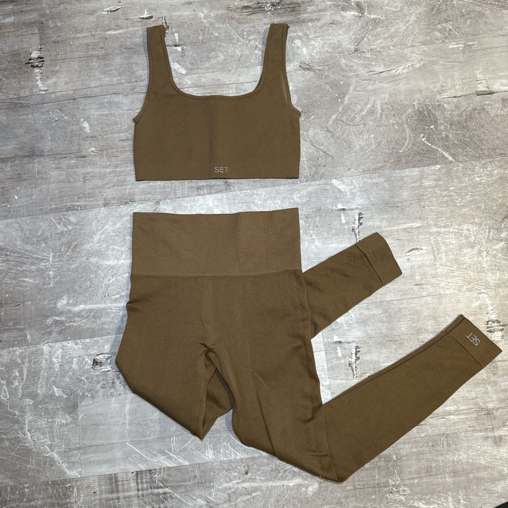 Brown Sports Bra and Leggings Set